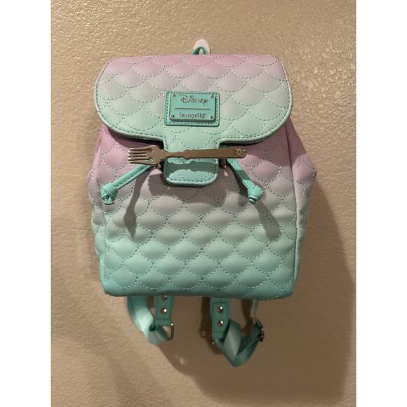 NWOT Disney Loungefly Little Mermaid Dinglehopper Ombré Scales Backpack - Picture 1 of 6